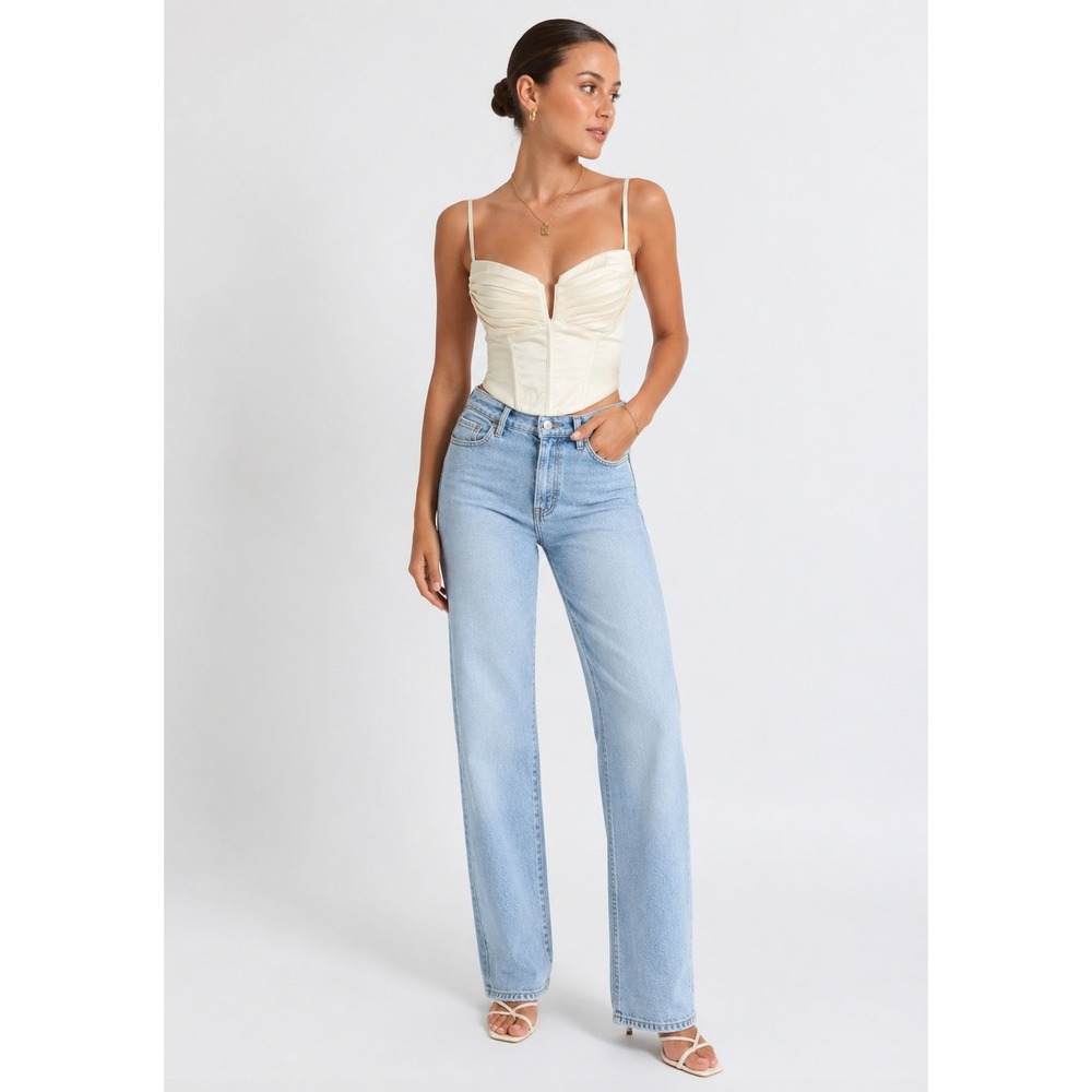 Showpo Ivory Ruched Corset Top Womens Size 2 Structured Bustier Cami Y2K Coastal